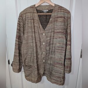 Vintage Laura-Kiran Silk/Rayon 3/4 Sleeve Cardigan Women's Small/Medium Browns